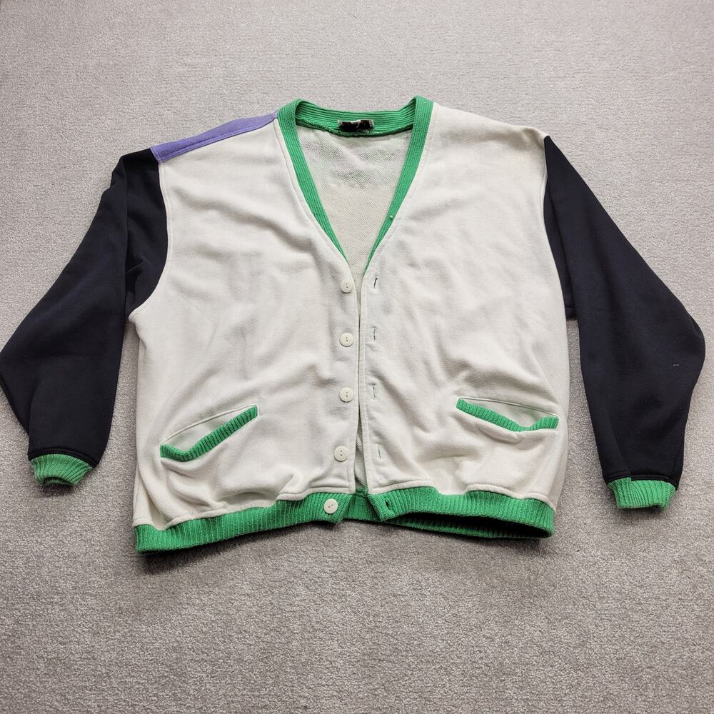 Vintage Swatch Y2K Button Down Sweater Graffiti Back Hit Size "Bigger"